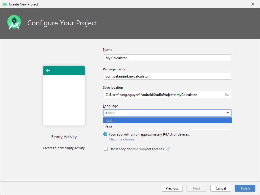 Android project using with Kotlin
